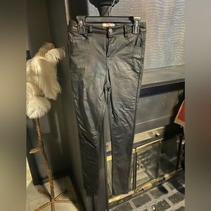 fb girls black pleather pants